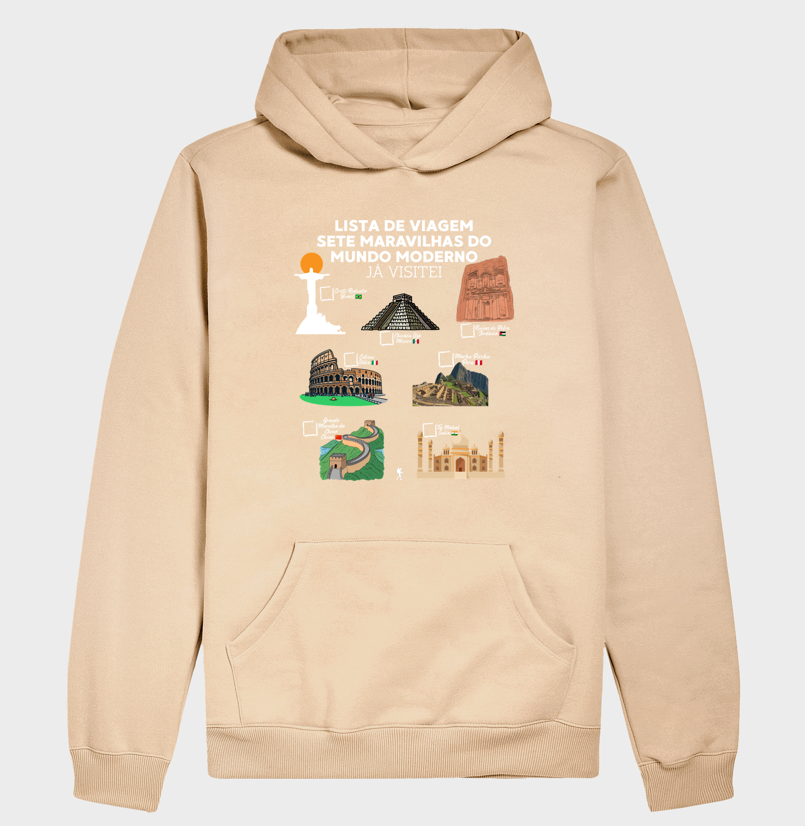 Camiseta Lista de Viagem Sete Maravilhas do Mundo Moderno | Marque as que Ja Visitou | Colecao Personalizaveis - Imagem 5