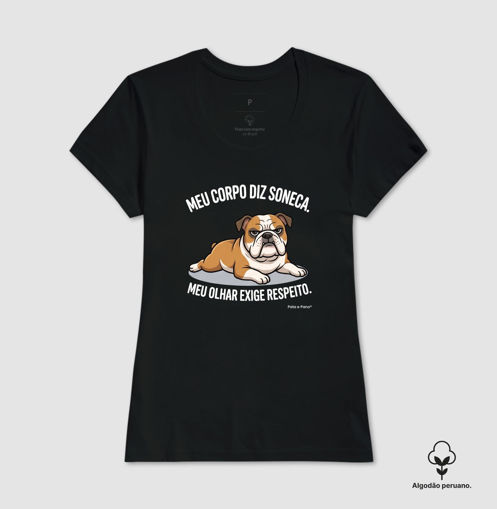 CAMISETA ALGODÃO PERUANO BULLDOGUE INGLÊS OLHAR - Imagem 3