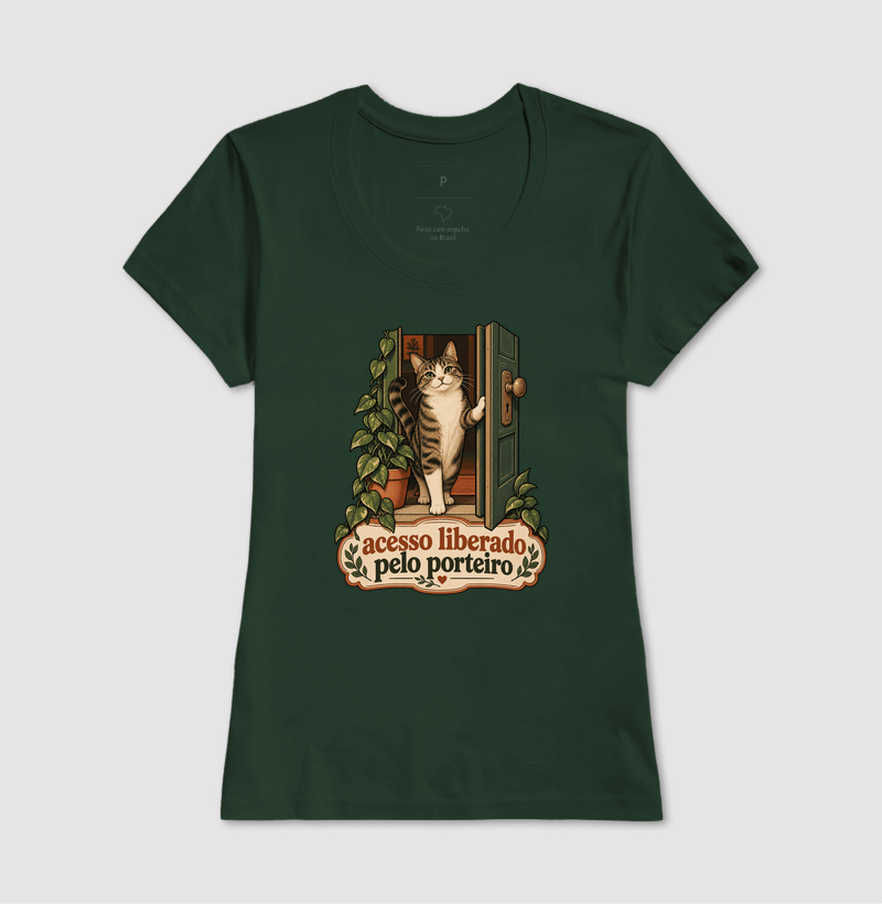 Camiseta Gato Porta "acesso liberado pelo porteiro" | Pelo & Pano - Imagem 13