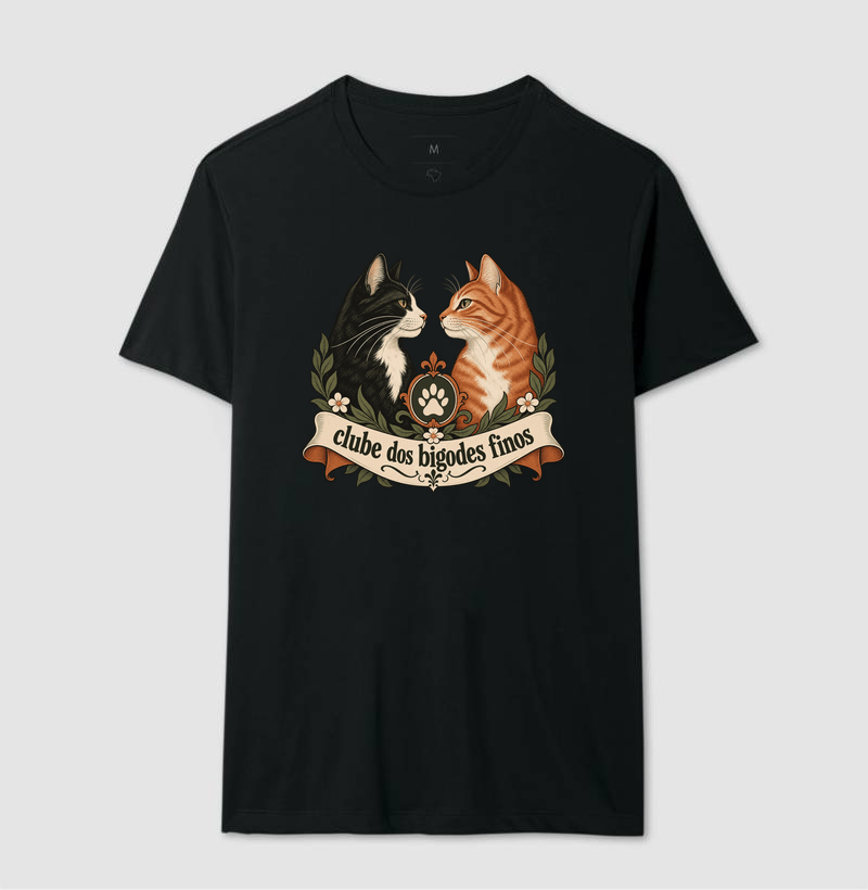 Camiseta Gato Clássica "clube dos bigodes finos" | Pelo & Pano - Imagem 2