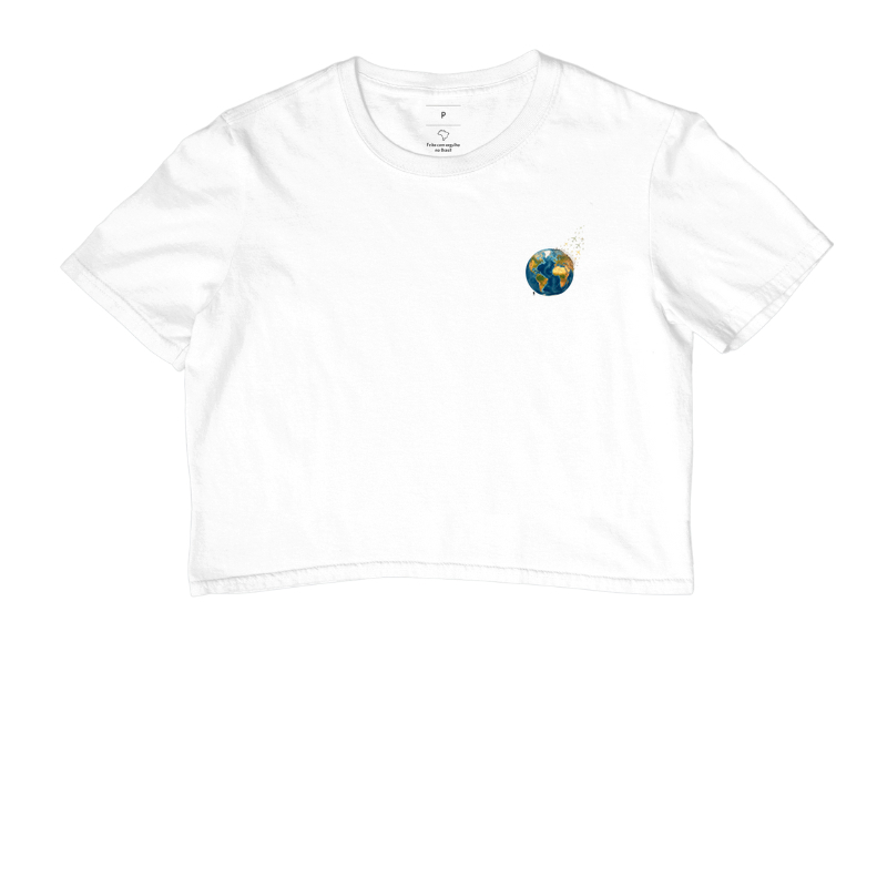 Camiseta Globo Terrestre Avioes Dispersos Bolso | Arte 3D Viagem Mundo Pocket | Colecao Viciados em Viagem - Imagem 3