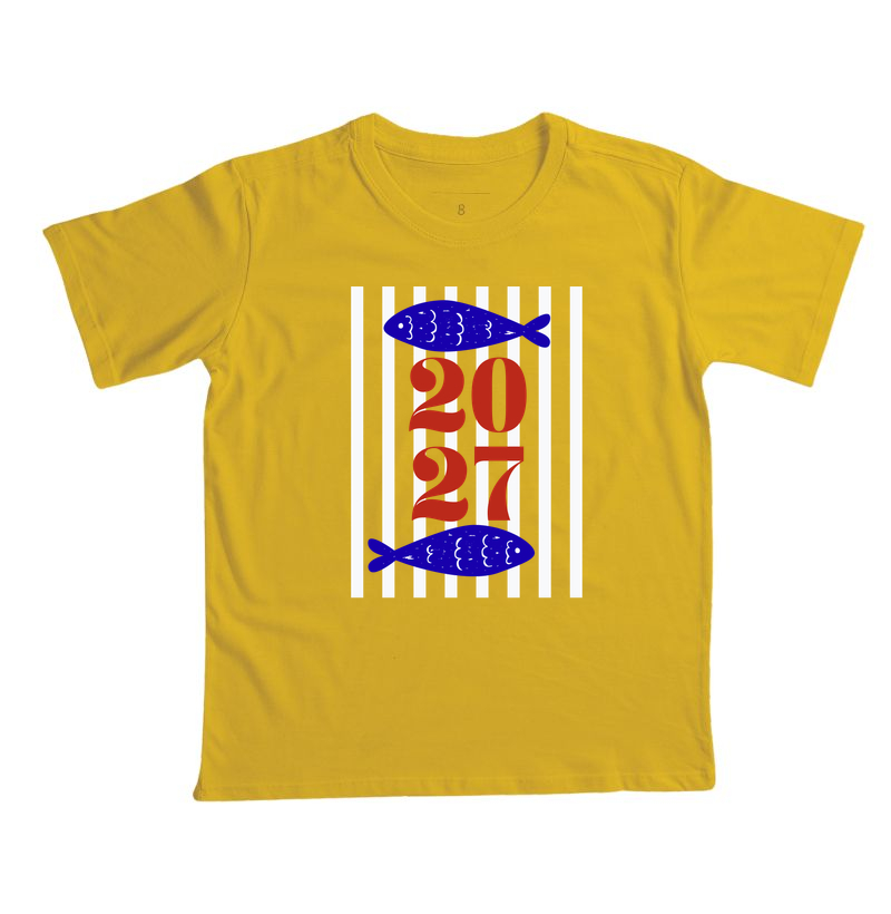 Camiseta Infantil Ano Novo 2027 Peixe Mediterrâneo  - Imagem 5