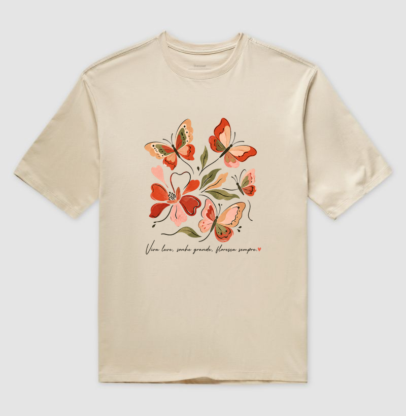 Camiseta Viva leve, Sonhe grande, Floresça sempre. - Imagem 4