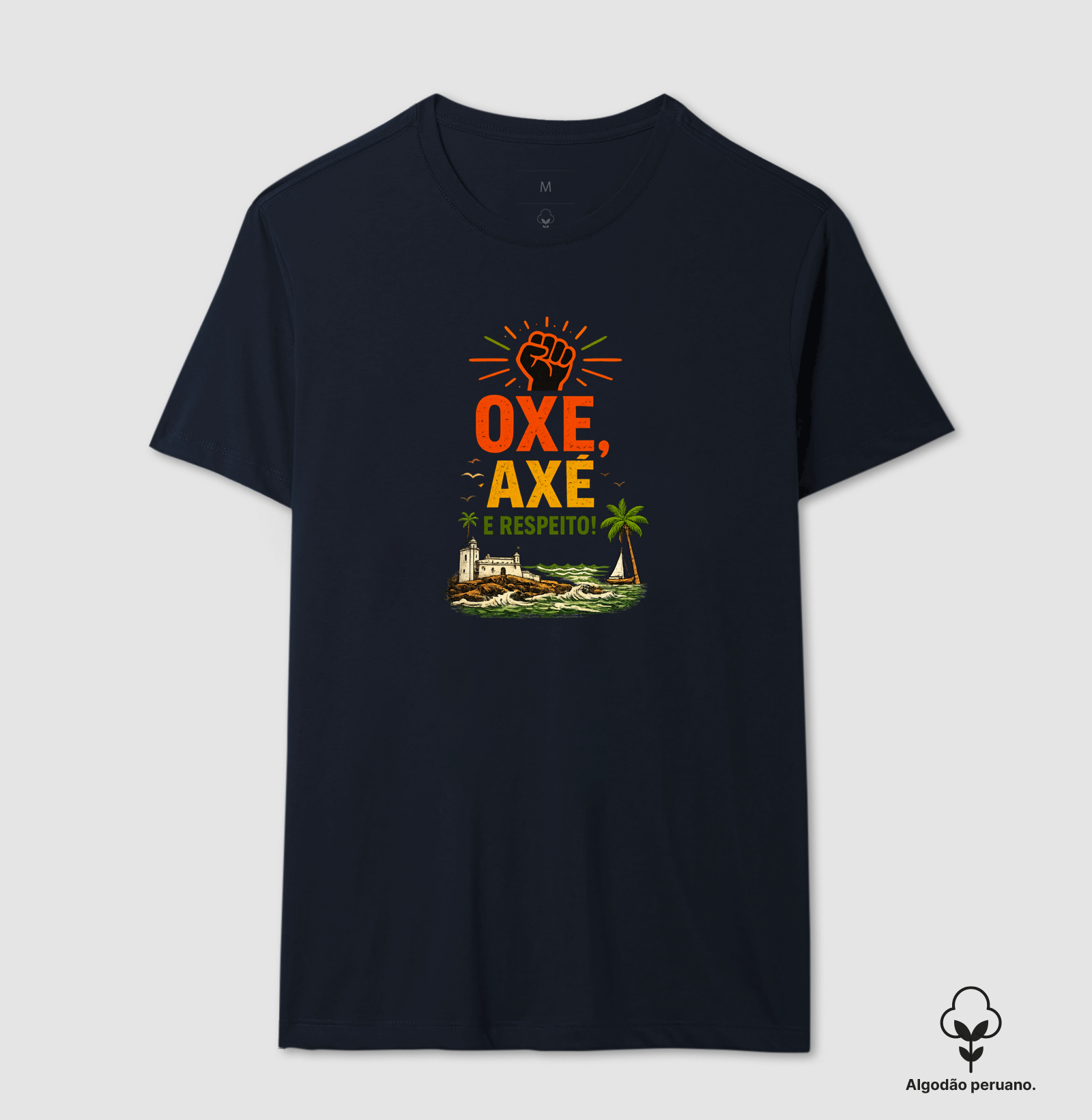 Camiseta Oxe, Axé e Respeito! Coleção Baianês. Masculina e Feminina. Algodão Peruano. - Imagem 7