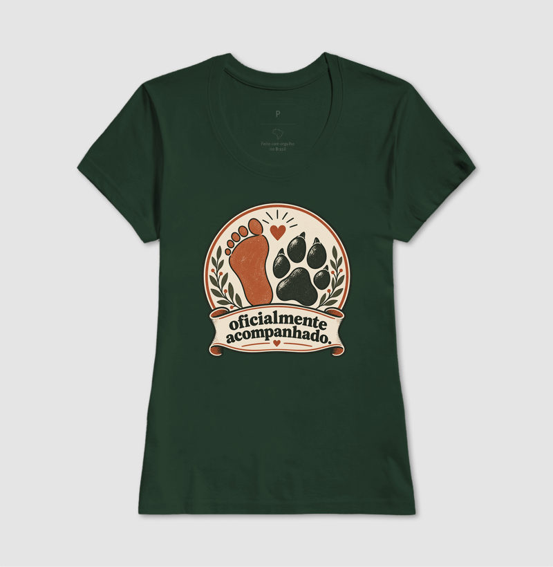 Camiseta Cachorro Minimalista "oficialmente acompanhado" | Pelo & Pano - Imagem 13