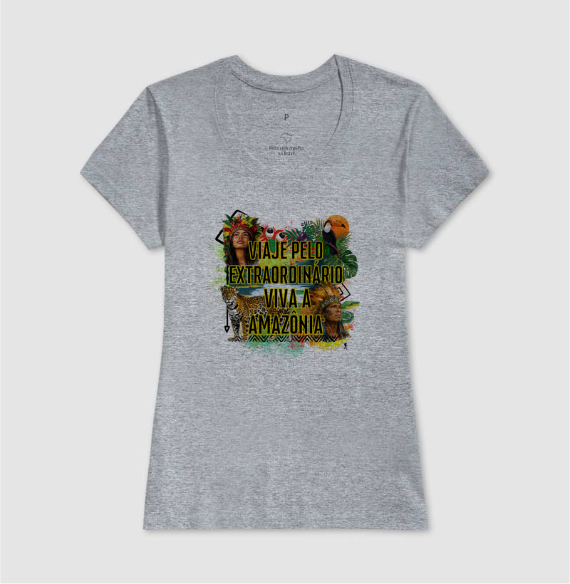 Camiseta Viaje pelo Extraordinario Viva a Amazonia | Onca Tucano Indigena | Colecao Viciados em Viagem - Imagem 12