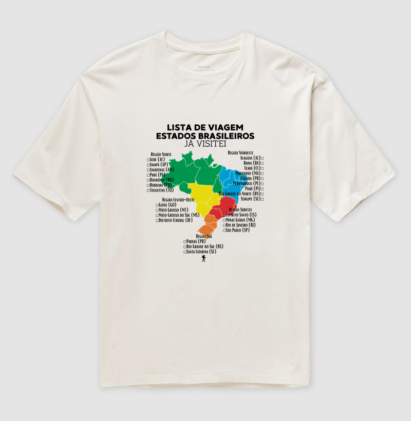 Camiseta Lista de Viagem Estados Brasileiros Ja Visitei | Mapa Brasil Auto Personalizavel | Colecao Personalizaveis - Imagem 4