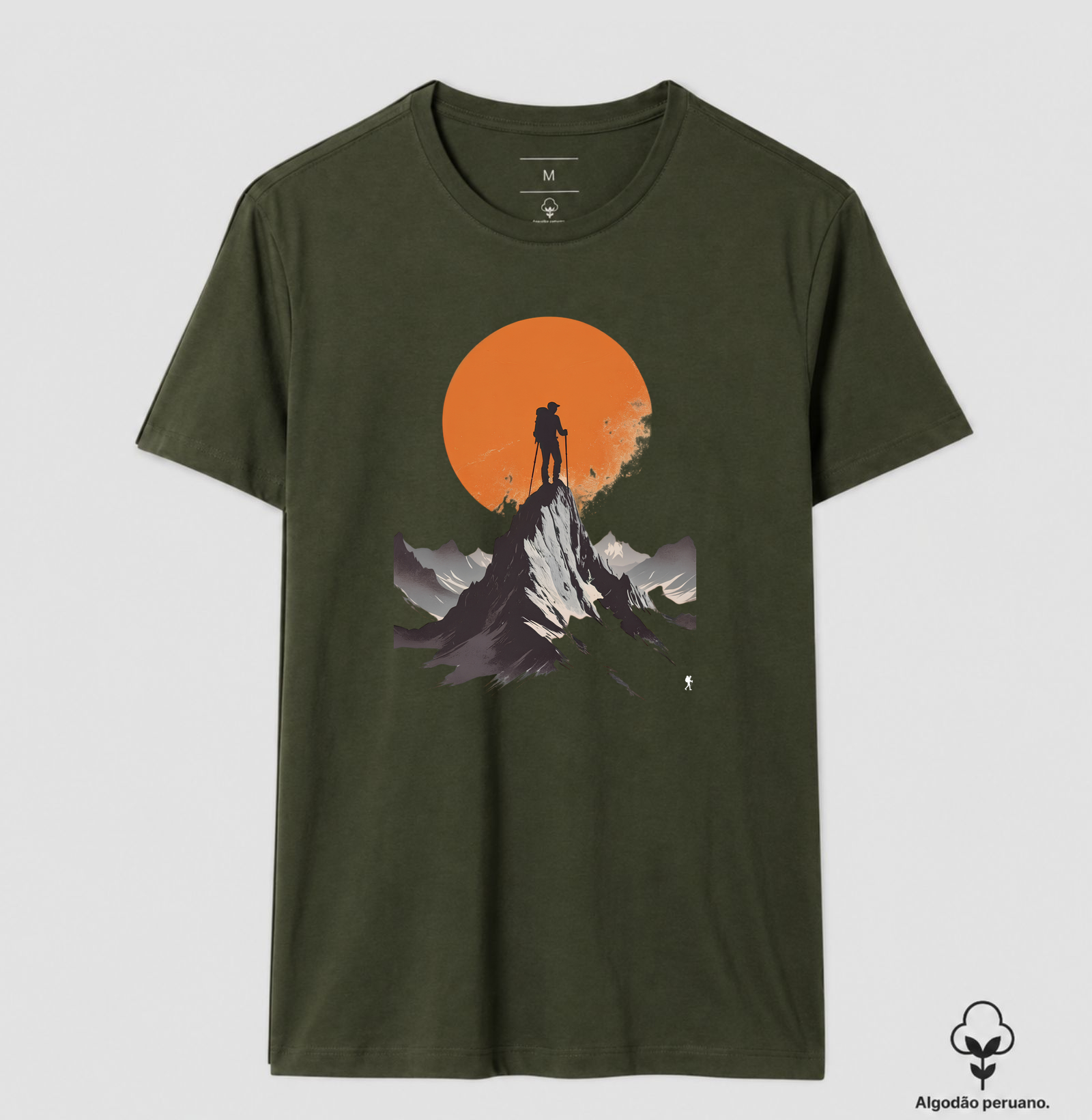 Camiseta Trilheiro no Topo da Montanha | Sol Laranja Silhueta Aventura | Colecao Fashion Travel - Imagem 5