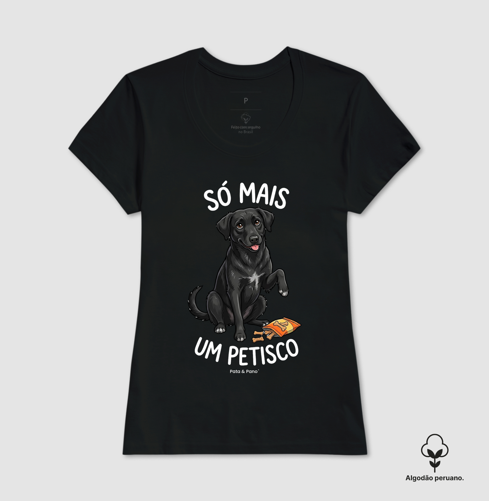 CAMISETA ALGODÃO PERUANO VIRA-LATA PRETO PETISCO - Imagem 5
