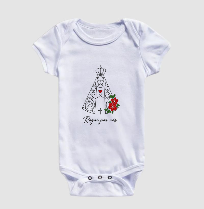Body Infantil Nossa Senhora Aparecida Rosas - Imagem 3