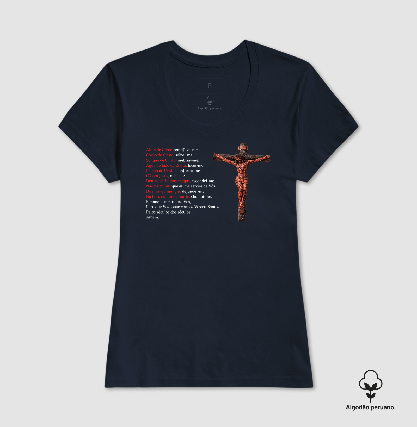 Camiseta Algodão Peruano Oração Alma de Cristo - Imagem 7
