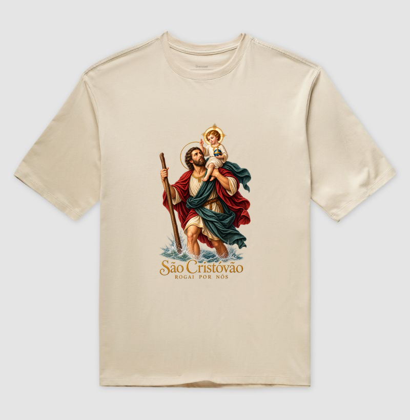 Camiseta Oversized São Cristóvão Rogai Por Nós - Imagem 3
