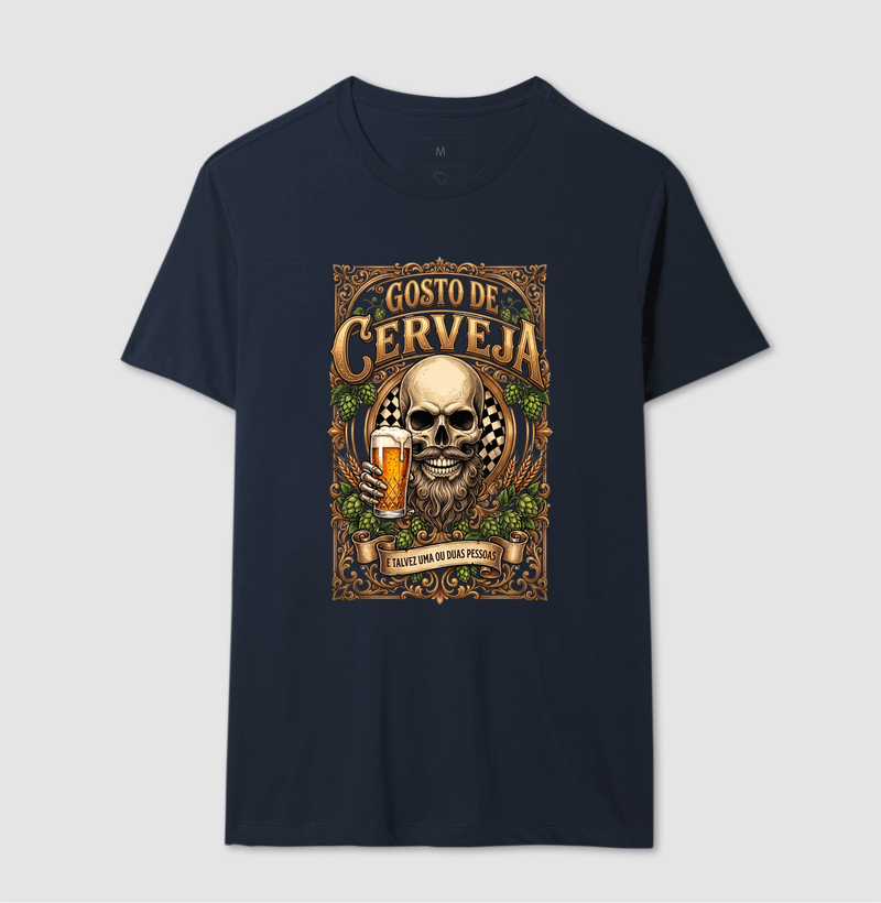 Gosto de Cerveja (e Talvez 2 Pessoas) | Camiseta Caveira Barbuda Tattoo - Imagem 6