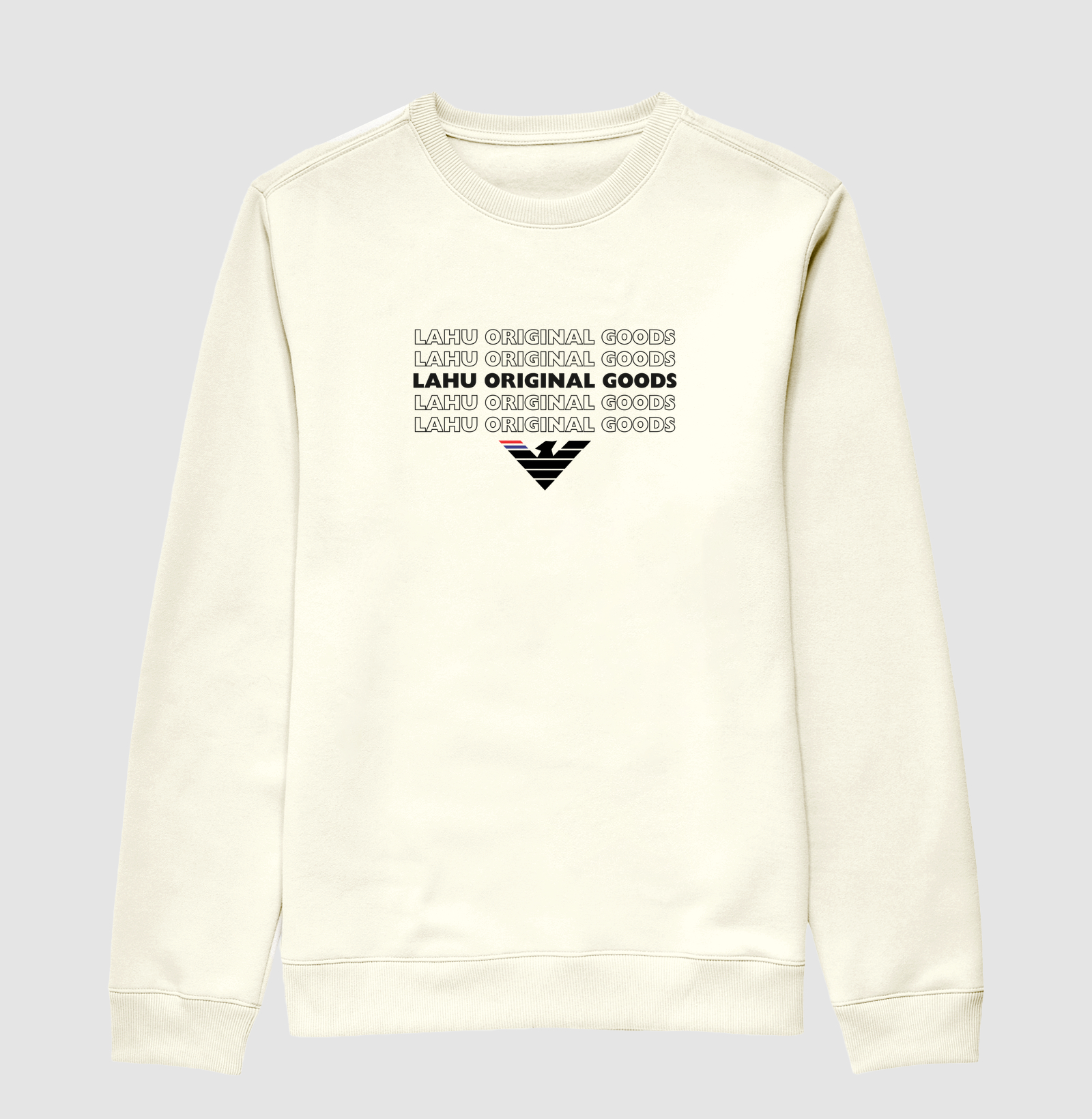 🦅 LAHU ORIGINAL GOODS | A Essência da Identidade Absoluta A estampa LAHU ORIGINAL GOODS é a expressão máxima da autenticidade, da força e do orgulho de pertencer. Com um design marcante e moderno, a repetição do nome da marca cria uma composição poderosa que simboliza consistência, confiança e a construção de um legado que atravessa gerações. - Imagem 2
