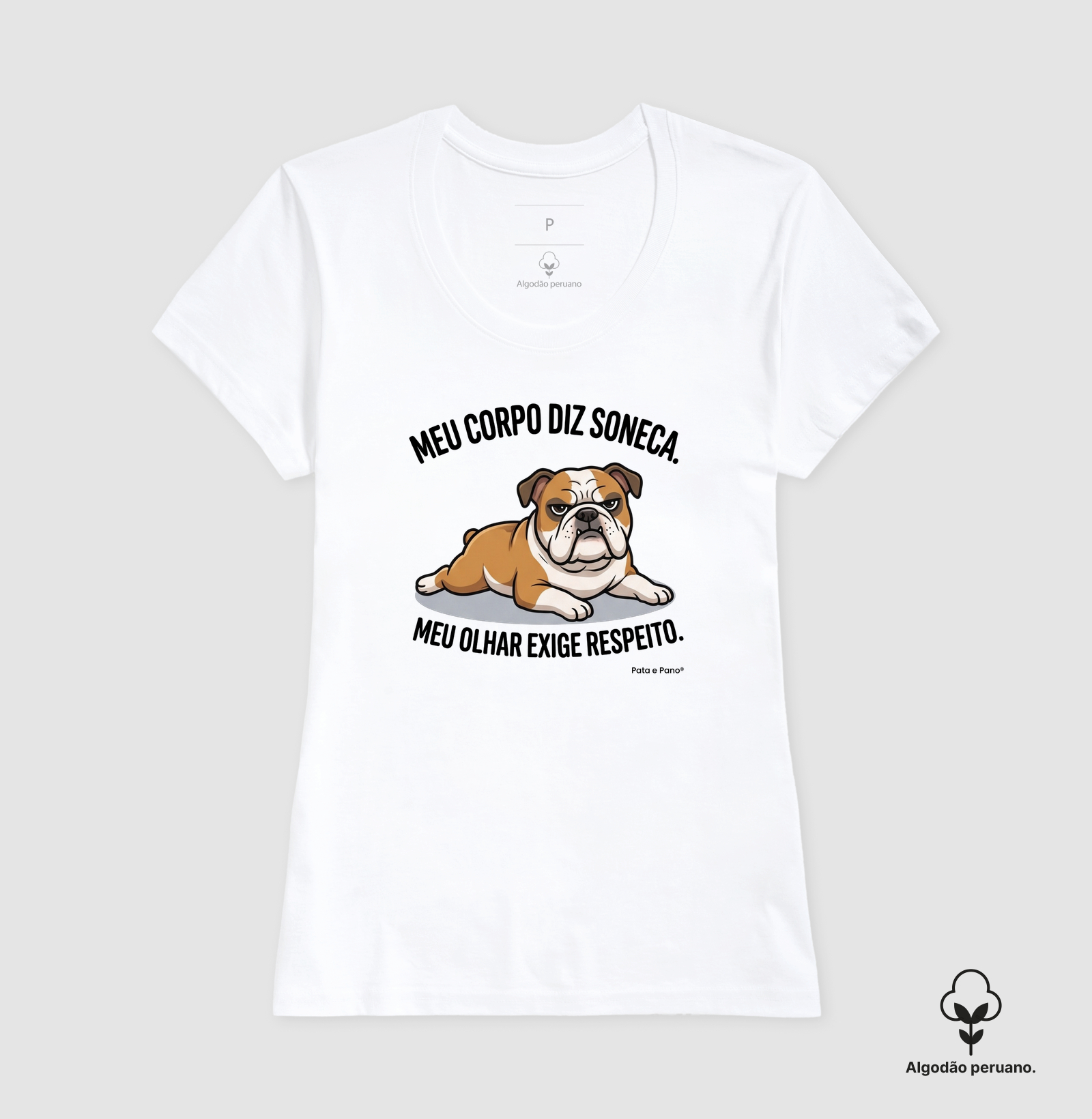 CAMISETA ALGODÃO PERUANO BULLDOGUE INGLÊS OLHAR - Imagem 7