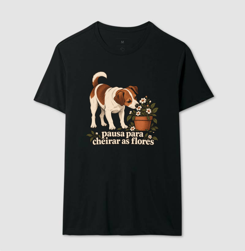 Camiseta Cachorro Flores "pausa para cheirar as flores" | Pelo & Pano - Imagem 2
