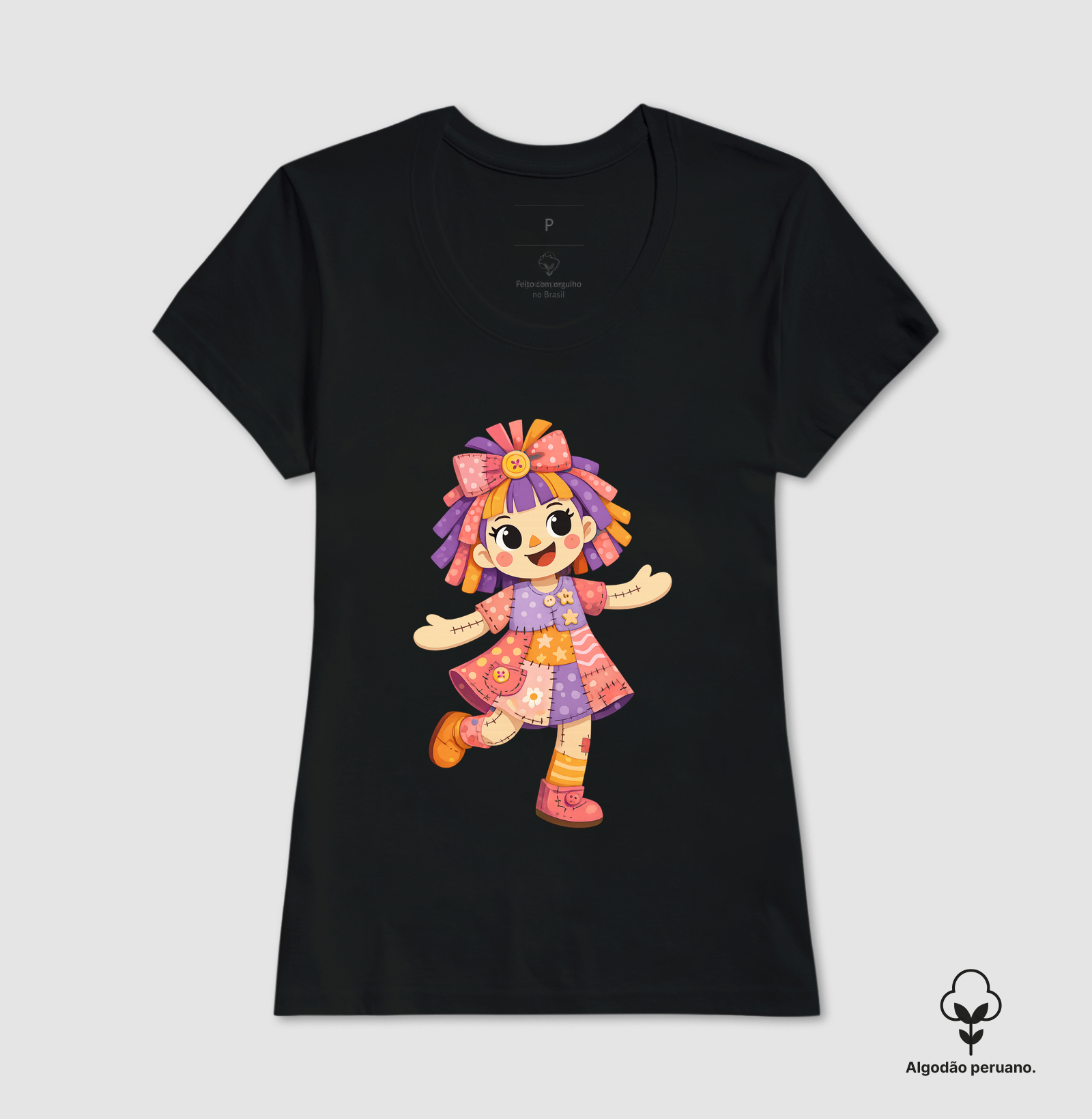 Camiseta Algodão Peruano Boneca de Pano - Rosa - Imagem 9