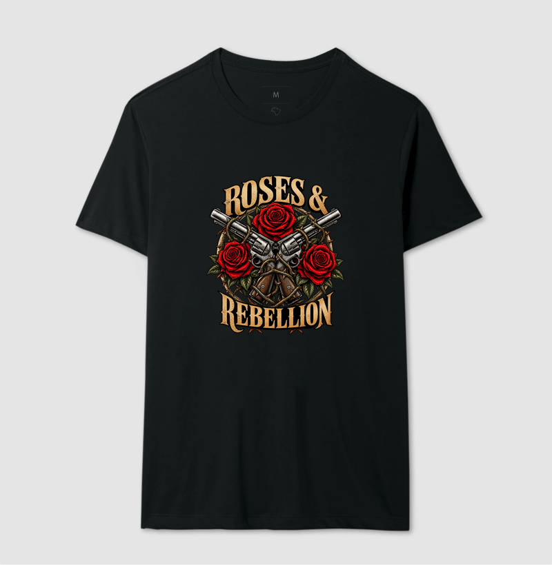 Camiseta Rock Vintage Roses & Rebellion - Imagem 2