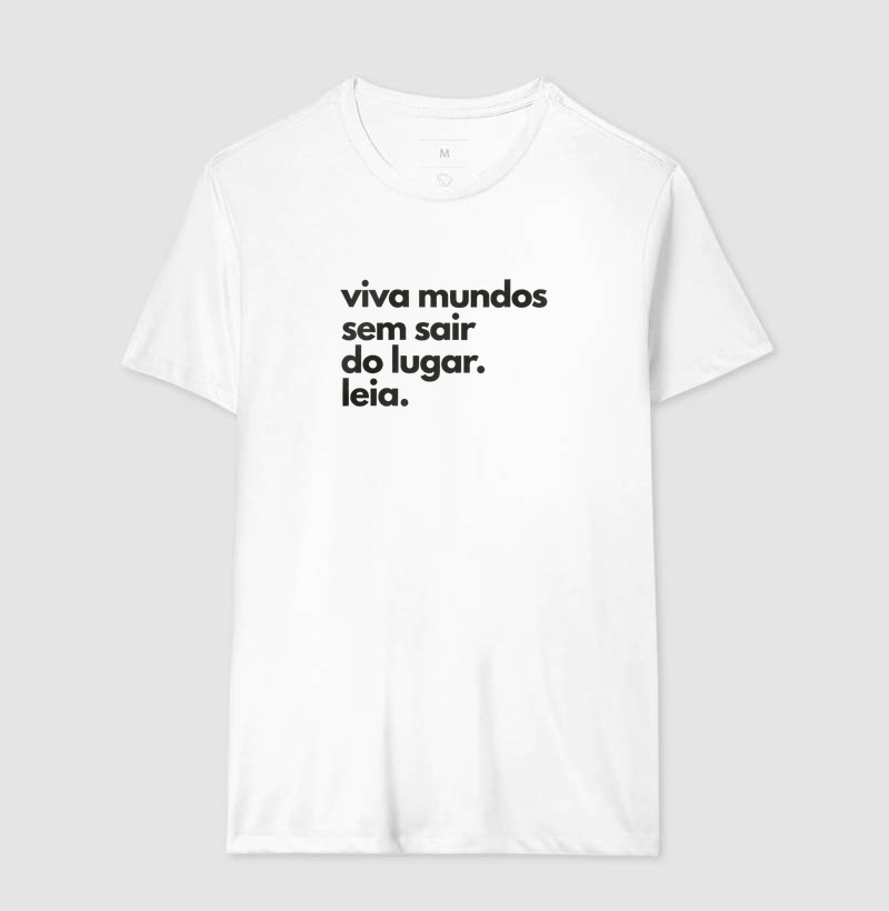 Camiseta Unissex Algodão Viva Mundos Sem Sair do Lugar Leia - Imagem 4