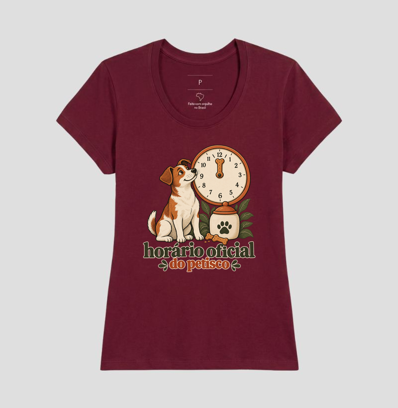 Camiseta Cachorro Petisco "horário oficial do petisco" | Pelo & Pano - Imagem 19