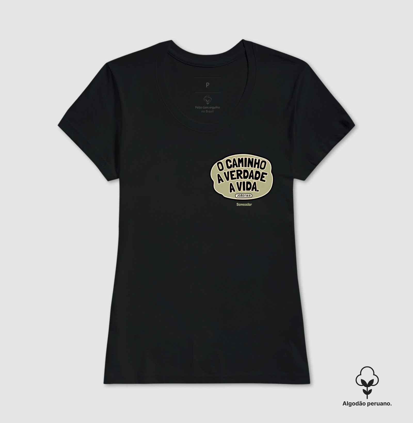 Camiseta Algodão Peruano Cristã Caminho Emblema - Imagem 8