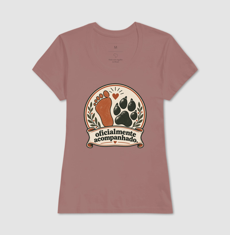 Camiseta Cachorro Minimalista "oficialmente acompanhado" | Pelo & Pano - Imagem 17