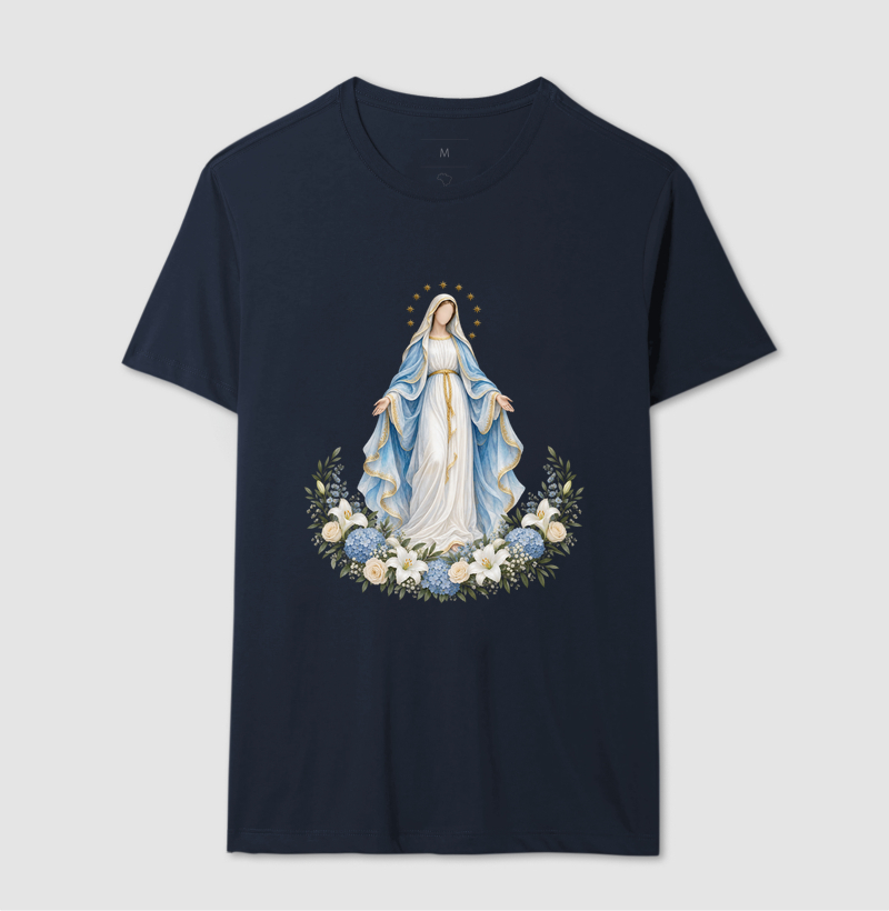 Nossa Senhora das Graças — Lírica Celeste com Coroa de Estrelas e Hortênsias - Imagem 6