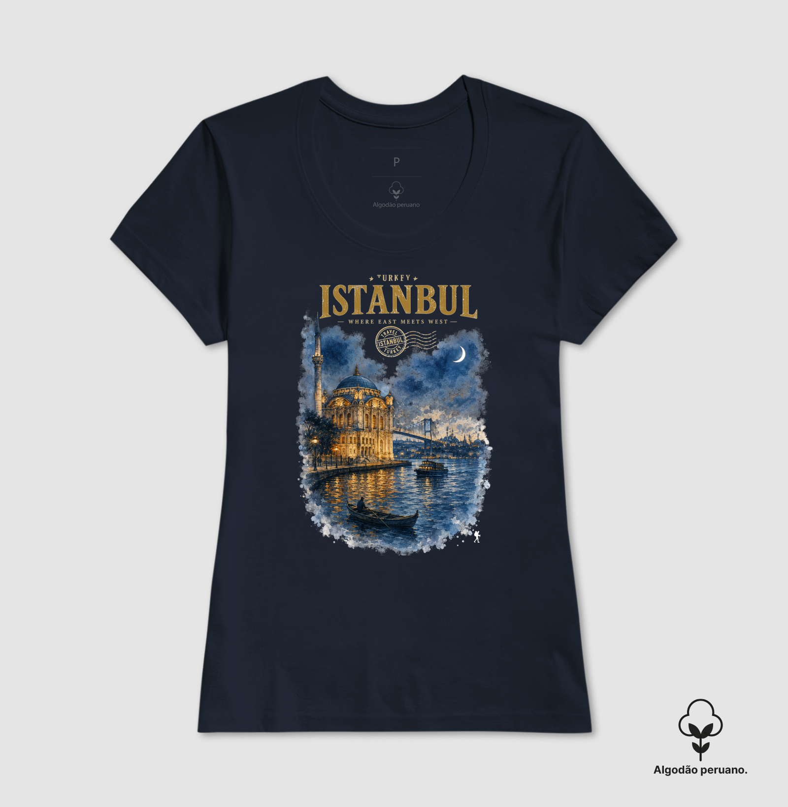 Camiseta Istanbul Turkey Where East Meets West | Aquarela Mesquita Bósforo | Colecao Fashion Travel - Imagem 9