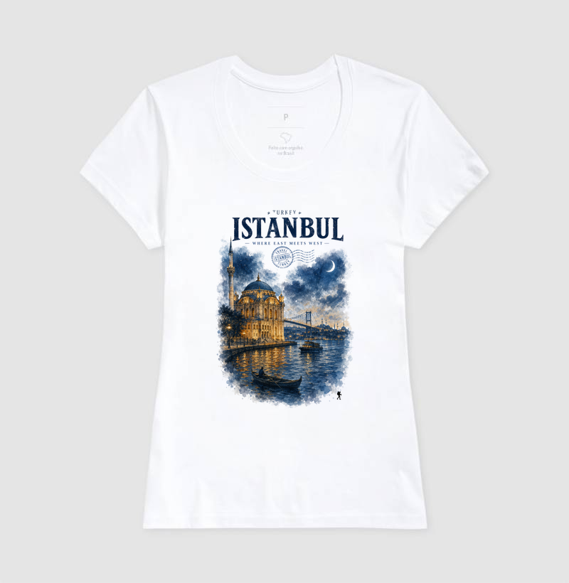 Camiseta Istanbul Turkey Where East Meets West | Aquarela Mesquita Bósforo | Colecao Fashion Travel - Imagem 8