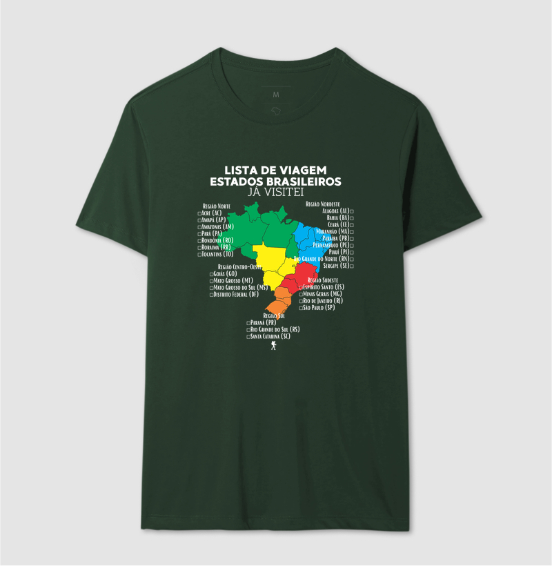 Camiseta Lista de Viagem Estados Brasileiros Ja Visitei | Mapa Brasil Auto Personalizavel | Colecao Personalizaveis - Imagem 15