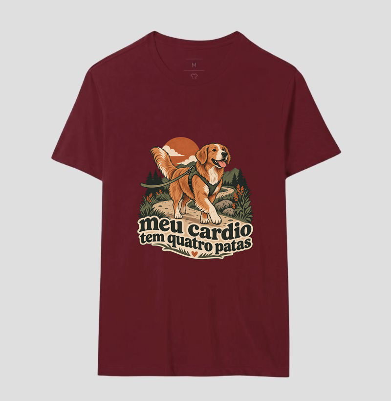 Camiseta Cachorro Passeio "meu cardio tem quatro patas" | Pelo & Pano - Imagem 19
