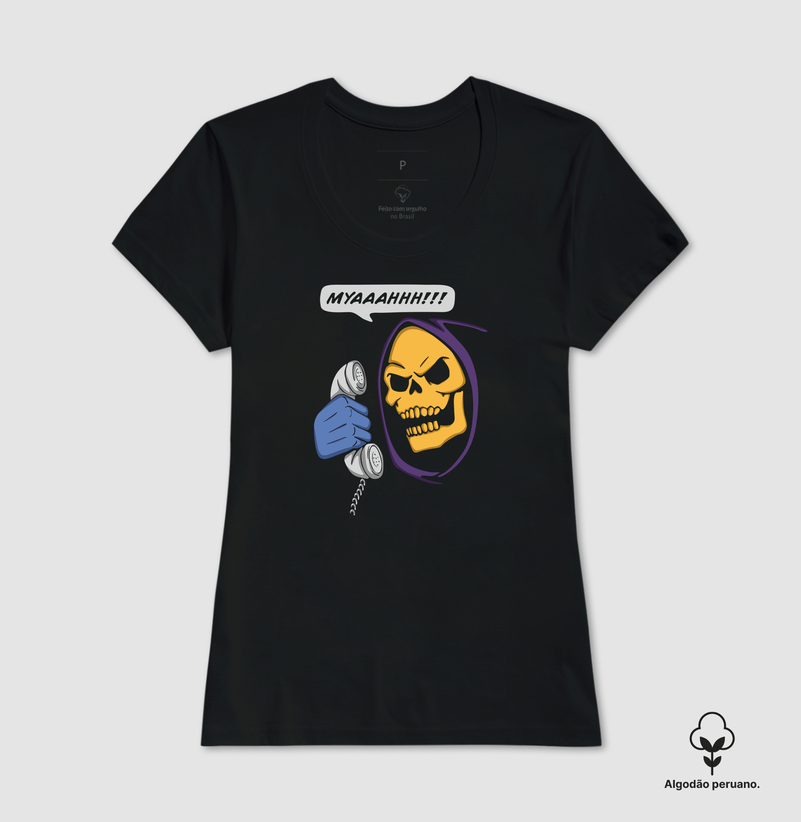 Camiseta Myah Phone Skeletor Algodão Peruano - Imagem 3