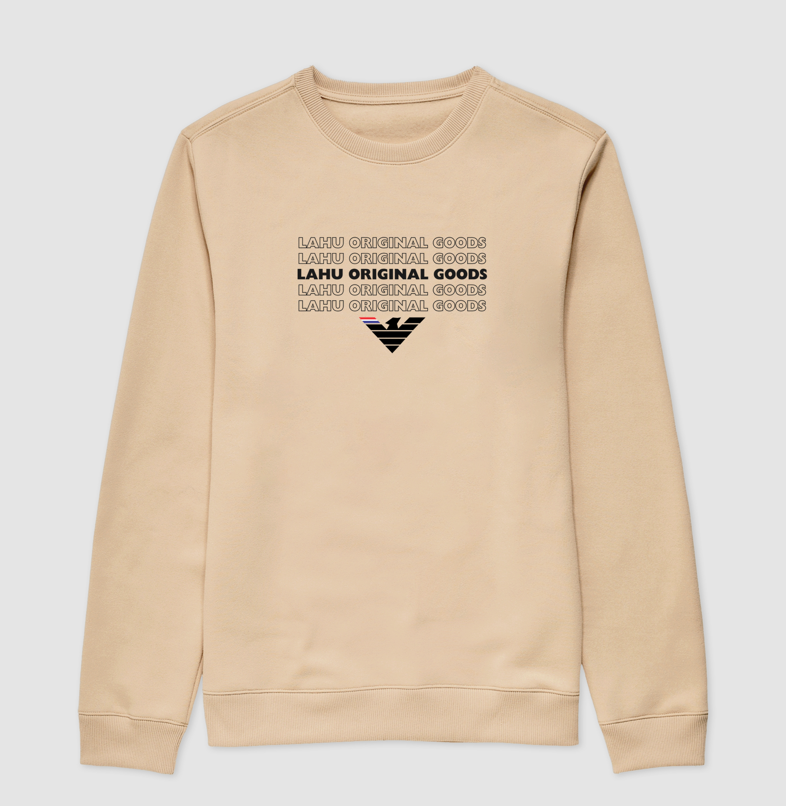 🦅 LAHU ORIGINAL GOODS | A Essência da Identidade Absoluta A estampa LAHU ORIGINAL GOODS é a expressão máxima da autenticidade, da força e do orgulho de pertencer. Com um design marcante e moderno, a repetição do nome da marca cria uma composição poderosa que simboliza consistência, confiança e a construção de um legado que atravessa gerações. - Imagem 3