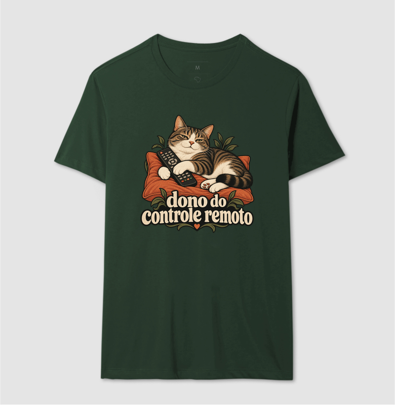 Camiseta Gato Humor "dono do controle remoto" | Pelo & Pano - Imagem 12