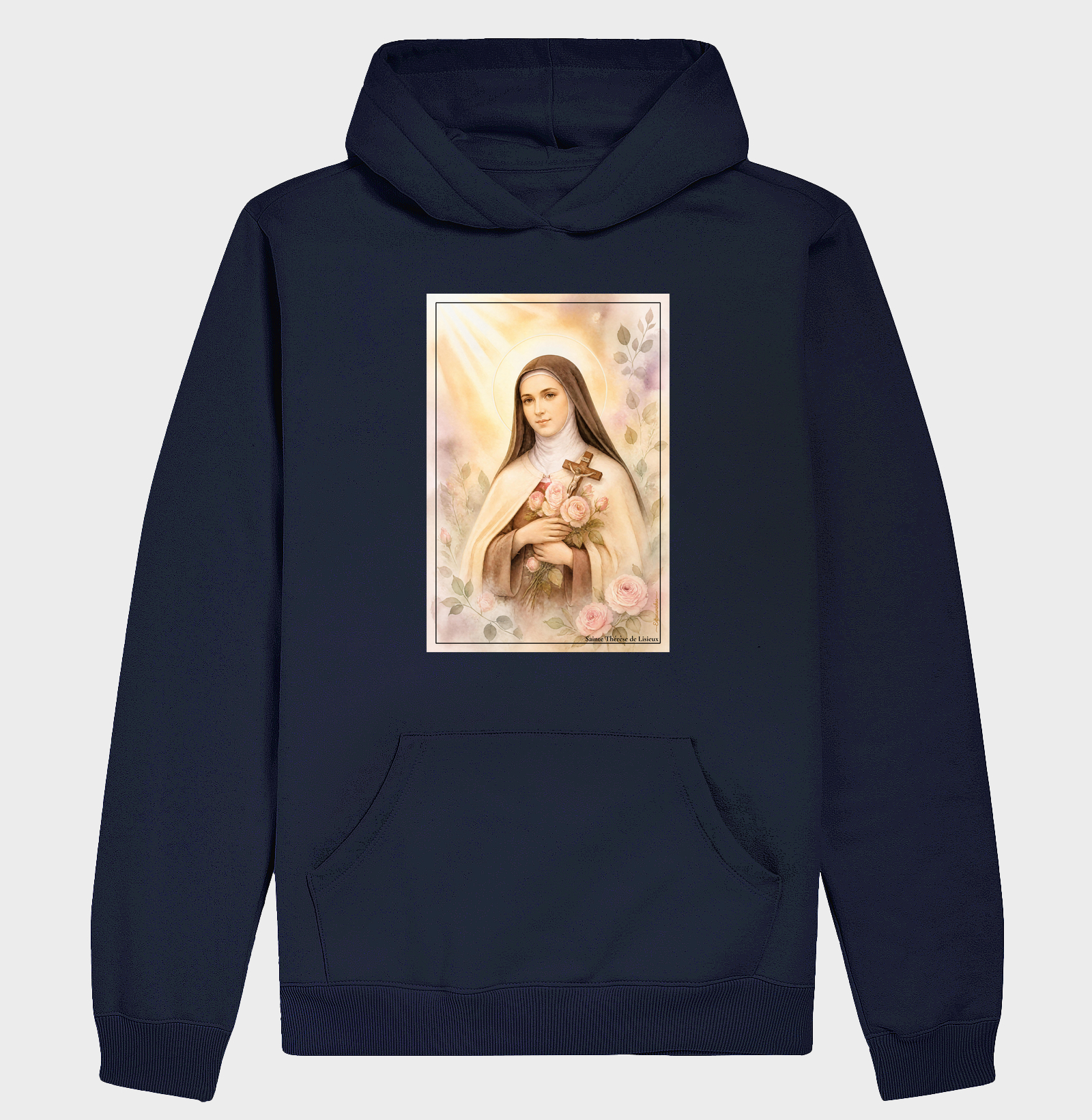 Santa Teresinha do Menino Jesus - Arte em Aquarela com Rosas - Imagem 4
