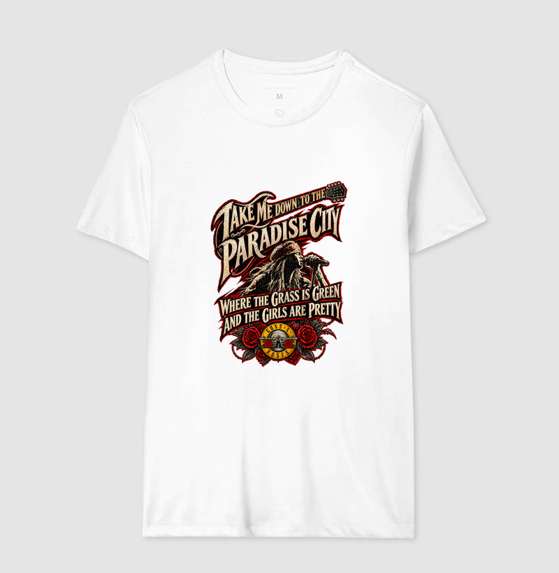 Camiseta Rock Paradise City – Guitarra e Rosas | Iron Malte - Imagem 4