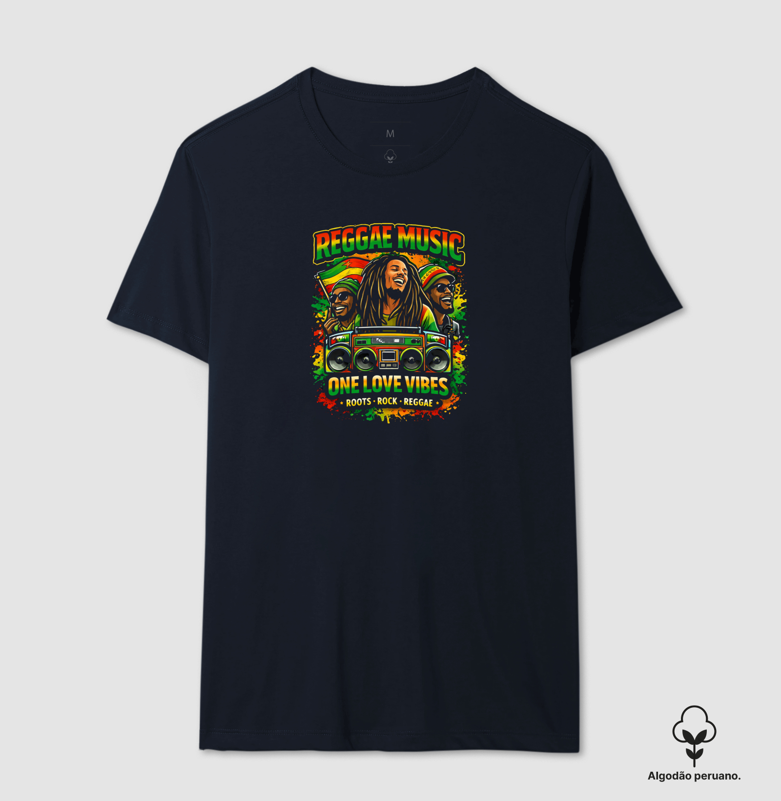 Camiseta One Love Vibes.  Coleção Reggae Music. Masculina e Feminina. Algodão Peruano. - Imagem 3