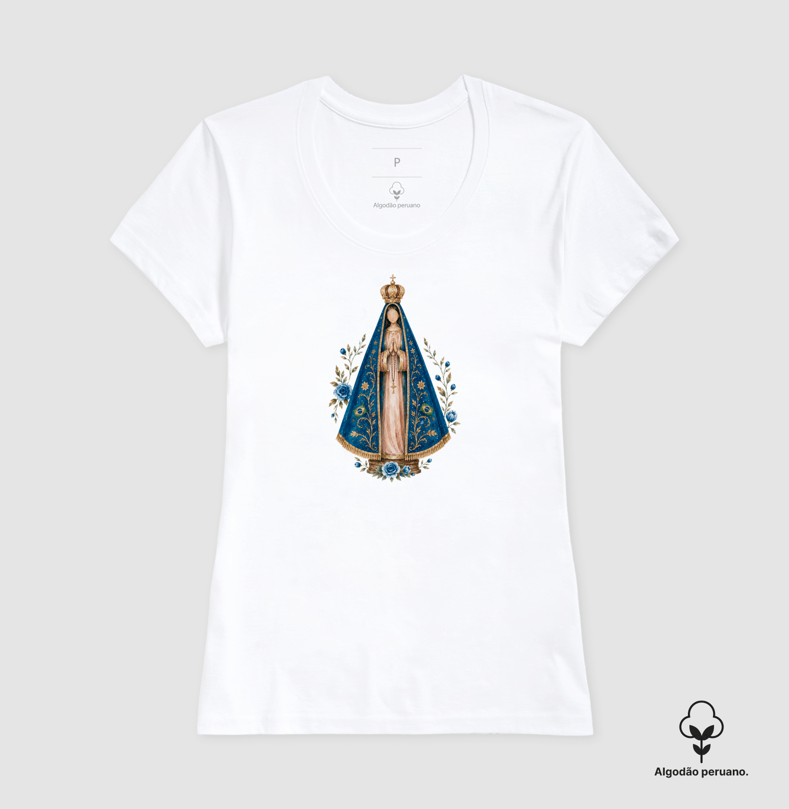 Tshirt N. Sra Aparecida Aquarela - Premium - Imagem 3
