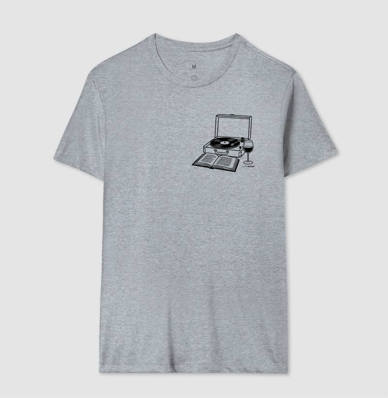Camiseta Vinil, Livro e Vinho (estampa P) - Imagem 8