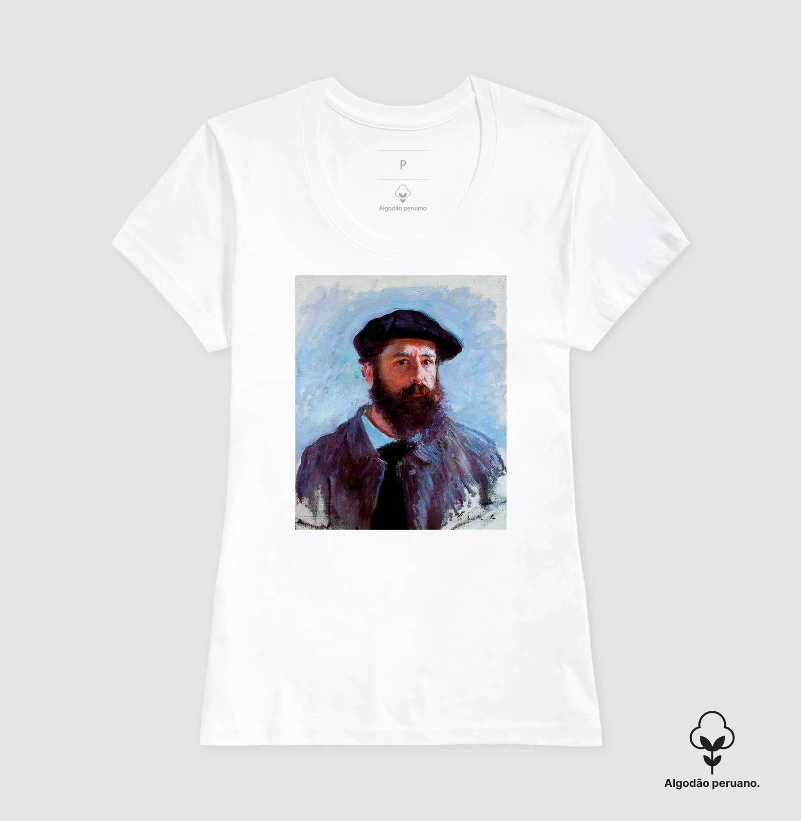 Claude Monet Self Portrait With Beret Algodão Peruano Tanguis - Imagem 3