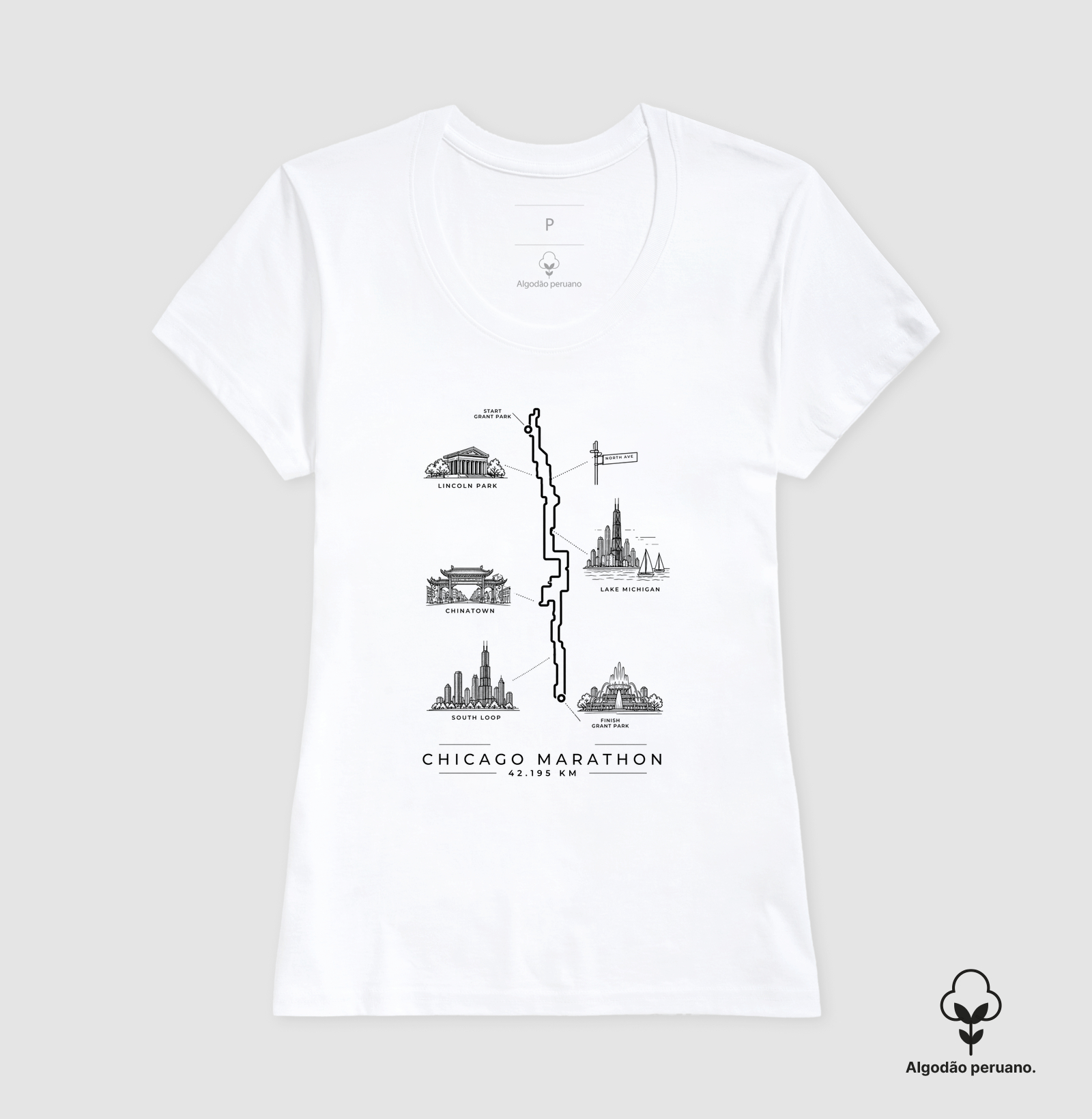 Camiseta Algodão Peruano Maratona - Percurso Maratona de Chicago - Imagem 9