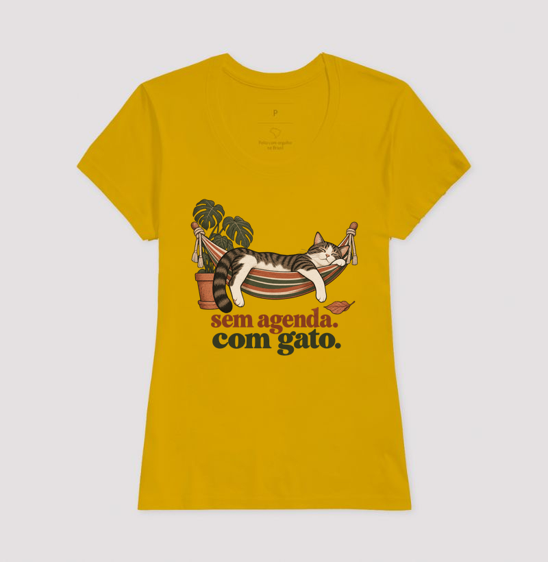 Camiseta Gato Descanso "sem agenda. com gato." | Pelo & Pano - Imagem 15
