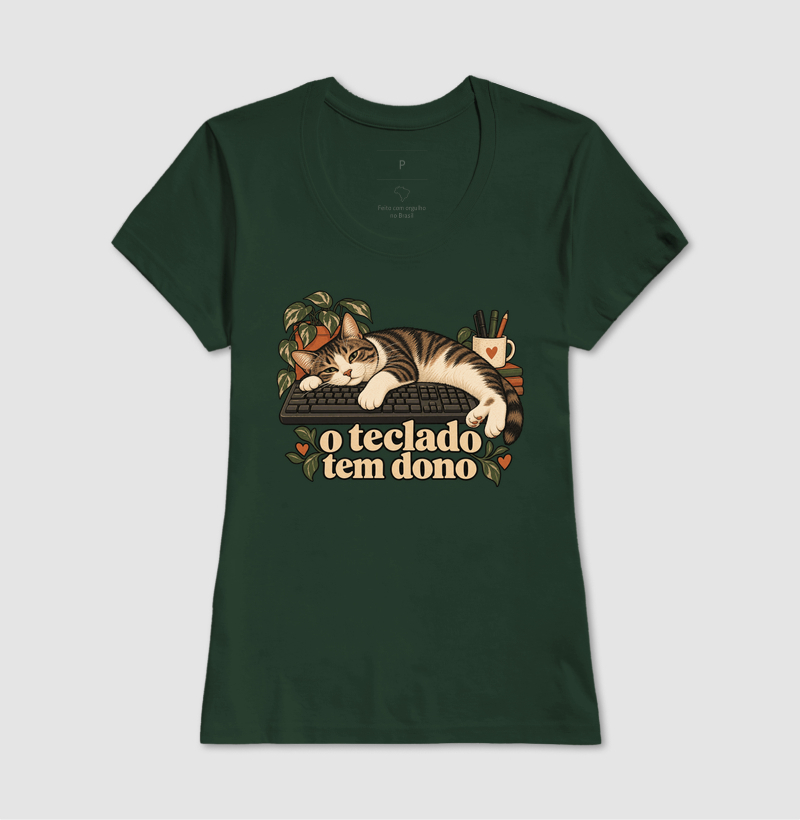Camiseta Gato Home Office "o teclado tem dono" | Pelo & Pano - Imagem 13