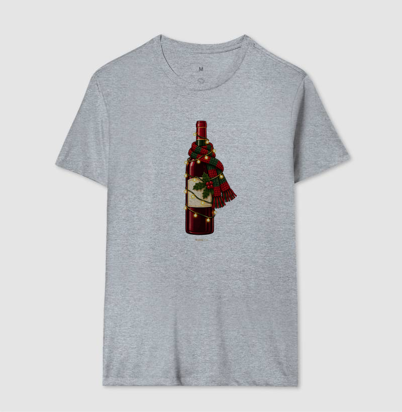 Camiseta Natal com Vinho – Garrafa de Cachecol e Pisca-Pisca - Imagem 8