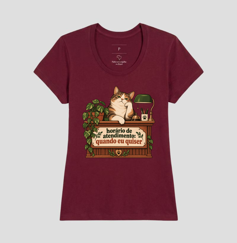 Camiseta Gato Engraçada "horário de atendimento" | Pelo & Pano - Imagem 19