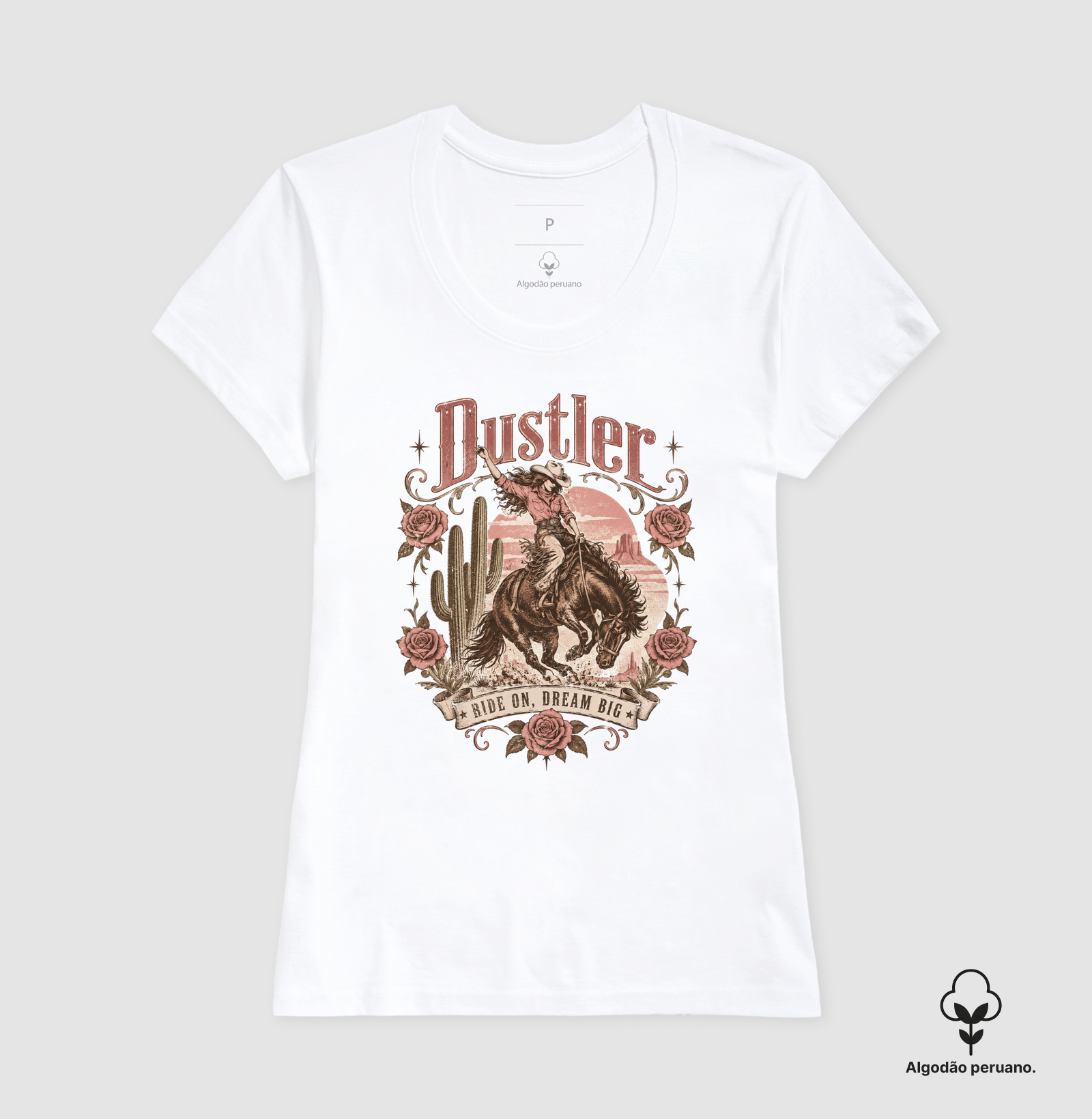 Baby Look Country Feminina Ride On Dream Big Dustler South Co. Algodão Premium - Imagem 2