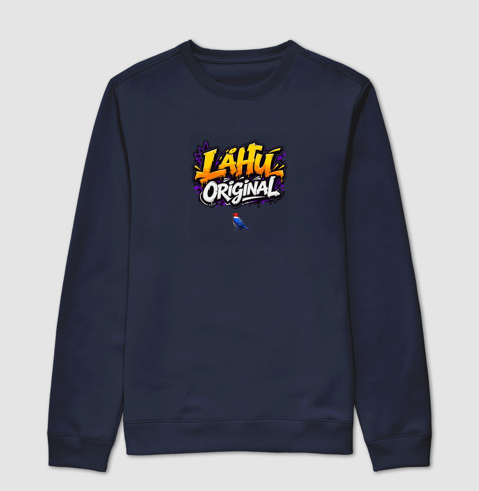 O grafite LÄHU Original brilha em tons vibrantes de laranja e roxo, traduzindo energia e movimento. Mistura perfeita entre arte de rua e moda contemporânea, feita para quem vive o estilo com propósito. - Imagem 5