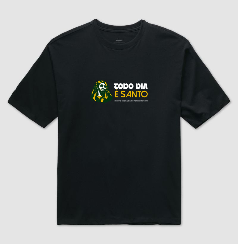 Camiseta Oversized Todo dia é santo! Coleção Reggae. Unissex. Algodão Premium. - Imagem 5