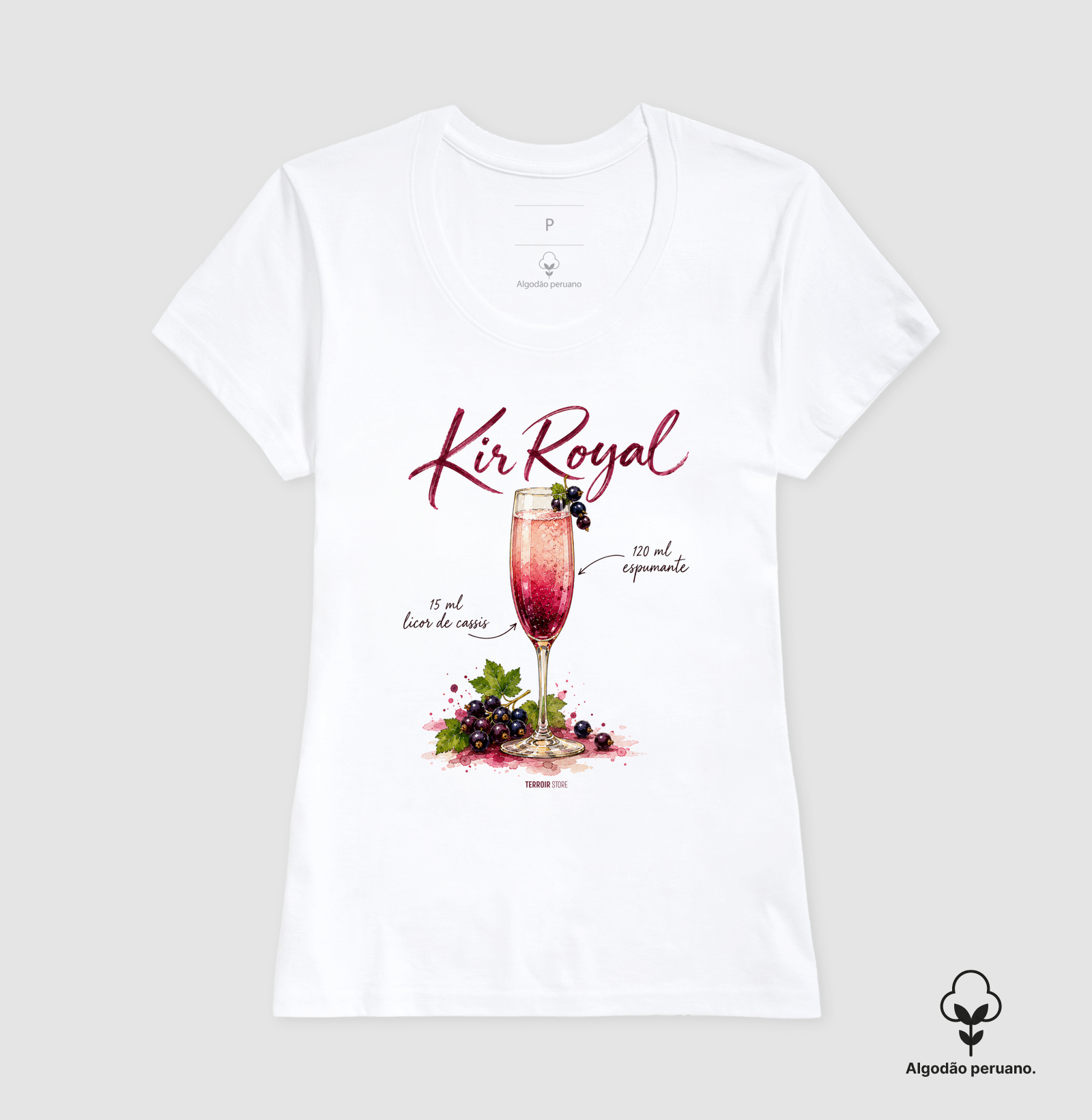 Camiseta Algodão Peruano Kir Royal – Drink com Espumante e Licor de Cassis - Imagem 7