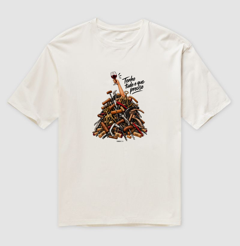 Camiseta Oversized “Tenho Tudo o Que Preciso (Mais Vinho)” – Wine Lover - Imagem 4